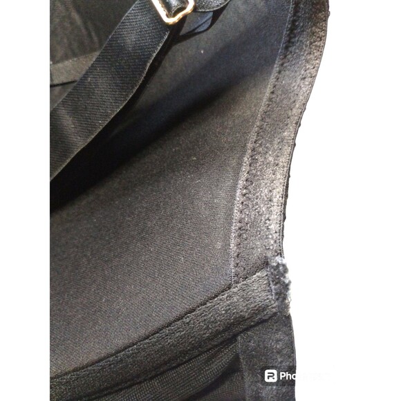 Cacique Bra 44F Racer Back Front Gold Bar Enclosure Black Floral Lace EUC - Picture 5 of 11